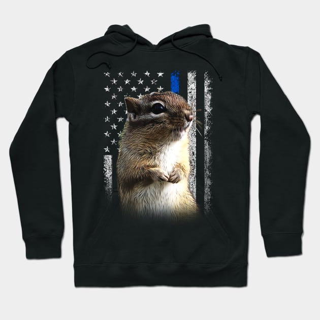 Chipper Chipmunks American Flag Tee Triumph for Wildlife Enthusiasts Hoodie by Kevin Jones Art